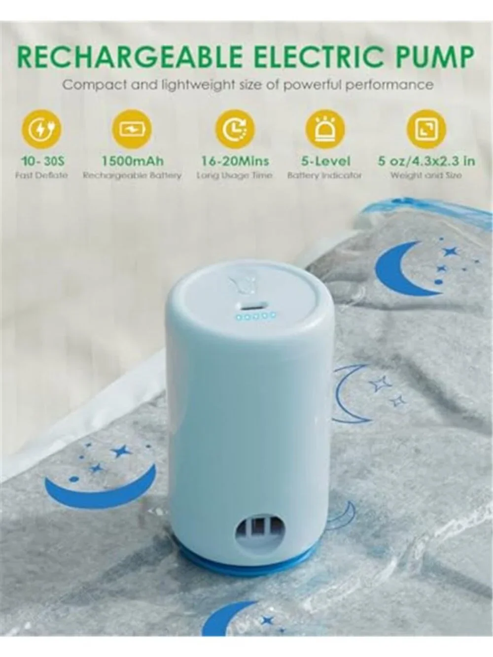 Vacuum Storage Bags 25 Pack Electric Pump Travel Compression Space Saver Bags